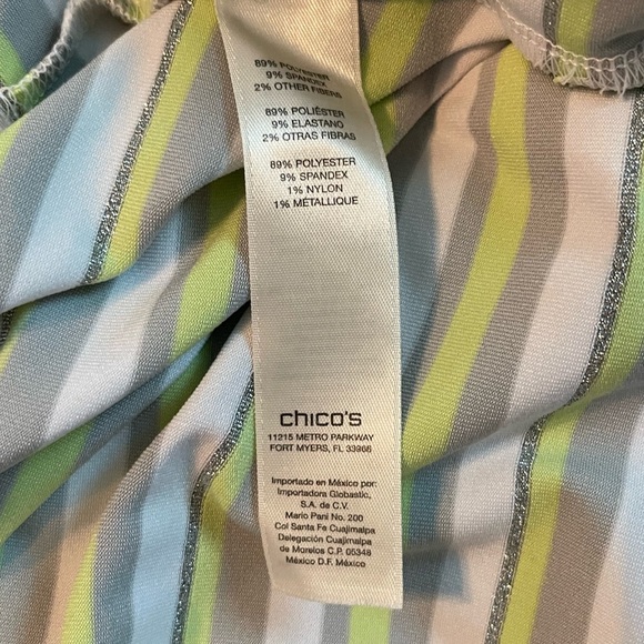 Very Nice Zenergy Golf by Chicos Striped Short Sleeve Top Size 12 or Chicos 2 - Picture 6 of 7